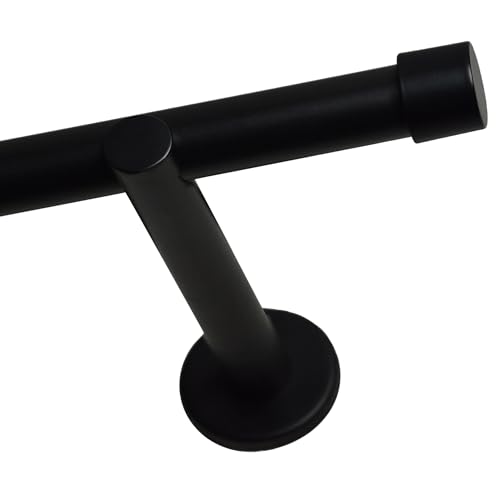 Voppi Gardinenstange 380cm schwarz 25mm Single Loft Rohr aus Stahl Robust Träger mit Abschluss pulverbeschichtet für Fenster von Voppi sunshine at home