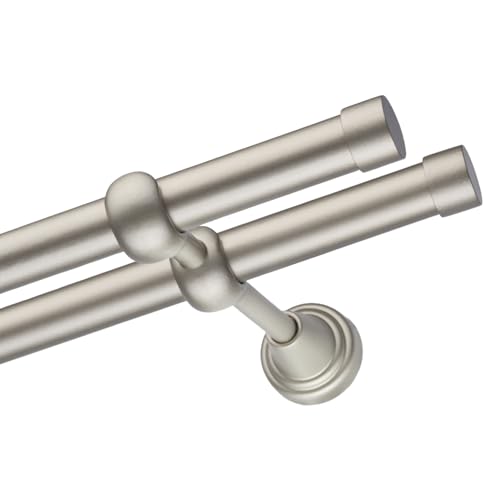 Voppi Gardinenstange Moderi 240 cm Satin Doppelrohr mit Träger einfache Montage robust Metall für kleine Räume von Voppi sunshine at home