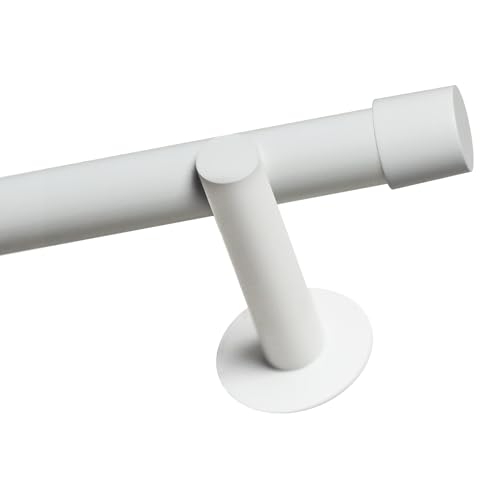 Voppi Gardinenstange weiß 440cm 19mm Loft Einzelrohr mit Abschlussstreben Stahl minimalistische Wandmontage von Voppi sunshine at home