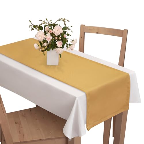 Voppi Glatt Tischläufer 140x40 cm für Esszimmer Küche Restaurant Hotel Tischdeko gelb gold Voppi Glatt Tischläufer 140x40 cm für Esszimmer Küche Restaurant Hotel Tischdeko gelb gold von Voppi sunshine at home