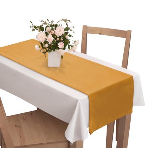 Voppi Glatt Velours Deko-Tischdecke 130cm Senfläufer Velours Deko für Haus Hotel Restaurant elegant weiß von Voppi sunshine at home