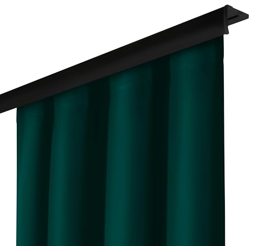 Voppi Glatter Vorhang auf Band 140 x 260 cm Langer Frosch-Tunnel-Vorhang Flaschengrün 100% Polyester Dekorativer Halbverdunkelnder Elegant von Voppi sunshine at home