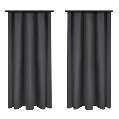 Voppi Graue Vorhänge auf Kräuselband 140 x 260 cm Fenstervorhänge für Schlafzimmer Wohnzimmer Esszimmer halbverdunkelnd blickdicht Dekovorhänge - 2er Set von Voppi sunshine at home