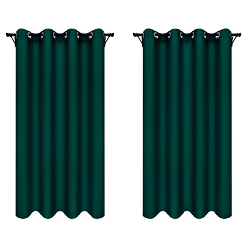 Voppi Ösenvorhänge 140 x 240 cm glatt einfarbige Vorhänge halbverdunkelnd dunkelgrün Flaschengrün Dekovorhänge für Zuhause 2er Set von Voppi sunshine at home