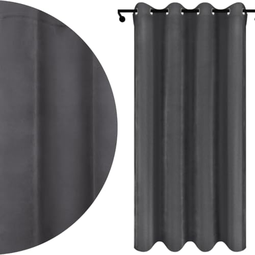 Voppi Ösenvorhang 140 x 240 cm graphit Velours Durchgangsvorhang blickdicht halbdunkler Vorhang für Zuhause Wohnzimmer Wohnzimmer Esszimmer Schlafzimmer von Voppi sunshine at home