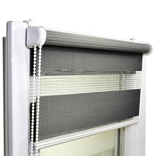 Voppi Rollo Tag Nacht graphit Innen Fenster 86x150 Selbsteinbau uninvasiv inkl. Kettenspanner von Voppi sunshine at home