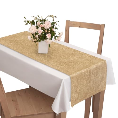 Voppi Tischläufer Leinen Dekor zartes Leinen-Muster 40x200 Tischdecke Rustikal Wohn Hotel Restaurant Tisch von Voppi sunshine at home
