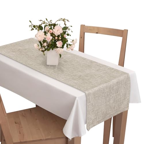 Voppi Tischläufer Tischdecke Dekor grau 40x120 cm zartes Leinenmuster Rustikal Natur hell Tischdeko von Voppi sunshine at home