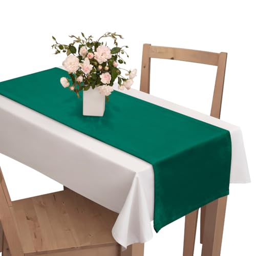 Voppi Tischläufer Velours 40x120cm Deko-Tischdecke glatt Velours grün uni Esstisch für Küche Wohnzimmer von Voppi sunshine at home