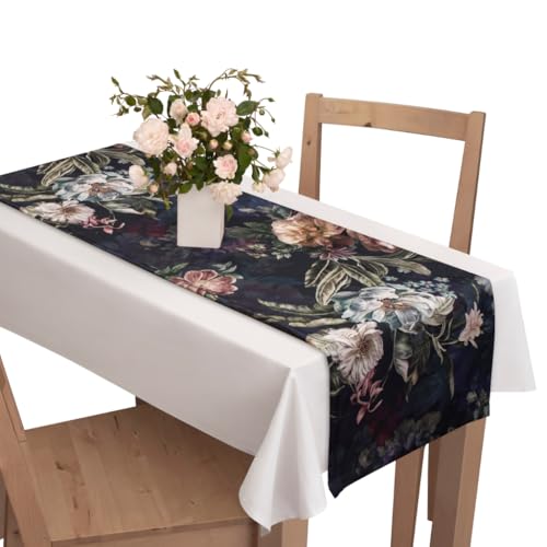 Voppi Tischläufer dunkel Tischband Blumenmotiv 40x140 rosa große Blumen Ornament Pflanzenmoten Floral elegant Voppi Tischläufer dunkel Tischband Blumenmotiv 40x140 rosa große Blumen Ornament Pflanzenmoten Floral elegant von Voppi sunshine at home