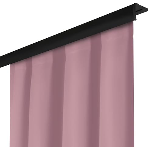 Voppi Universeller glatter Vorhang edelrosa mit Kräuselband 140x230 cm fertig konfektionierter halbverdunkelnder Vorhang mit Frösche-Sicherheitsnadeln Tunnel einheitlicher glatter rosa von Voppi sunshine at home