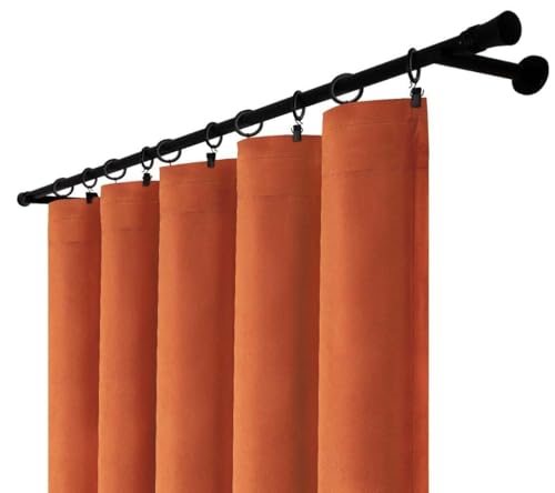 Voppi Velours Vorhang orange rost 140x240cm mit Kräuselband eleganter Vorhang für Wohnzimmer Schlafzimmer stilvolle Fensterdekoration dick Blickdicht ideal für große Fenster von Voppi sunshine at home