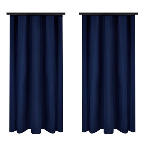 Voppi Vorhänge dunkelblau mit Universal Kräuselband 140 x 240 cm dunkelblau Vorhänge für Schlafzimmer Wohnzimmer halbverdunkelnd blickdicht elegante Fenstervorhänge am Band 2er Set von Voppi sunshine at home