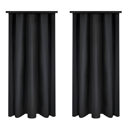 Voppi Vorhänge für Schlafzimmer 140 x 230 cm graphit dunkelgrau Vorhänge halbverdunkelnd auf Kräuselband schöne elegante Fenstervorhänge Deko 2er Set von Voppi sunshine at home