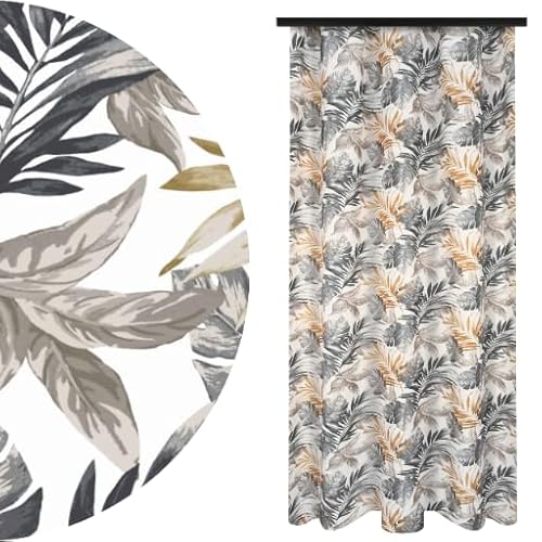 Voppi Vorhang Gemusterter 140x260 cm Universal-Kräuterband halbverdunkelnder Blättervorhang Graugold moderner Vorhang für Wohnzimmer Schlafzimmer Esszimmer von Voppi sunshine at home