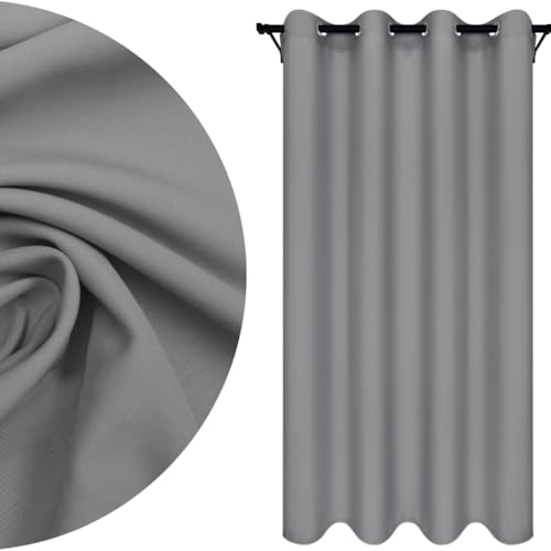 Voppi-Vorhang grau 140 x 240 cm fertiger Vorhang für Zuhause klassisches Grau Hellgrau 100% Polyester glatter Fenstervorhang Vorhänge für Terrasse Balkon Fenstervorhang mit Ösen von Voppi sunshine at home
