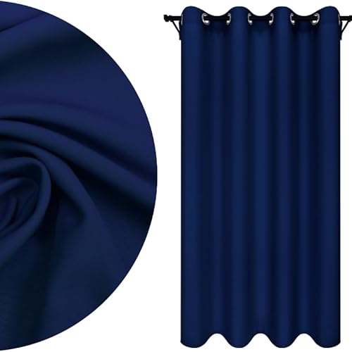 Voppi Vorhang Mit Ösen 140 x 230 cm - Glatter Einfarbiger Moderner Vorhang Marineblau - 100% Polyester Stark - Innenfenstervorhang für Balkon, Terrasse, Fenster von Voppi sunshine at home