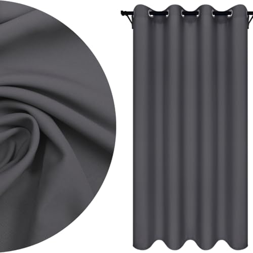 Voppi Vorhang mit Ösen 140 x 260 cm glatter gerader Vorhang für Zuhause Innenbereich Grauer bleistiftgrauer Langer halbverdunkelnder Vorhang Blickdicht von Voppi sunshine at home