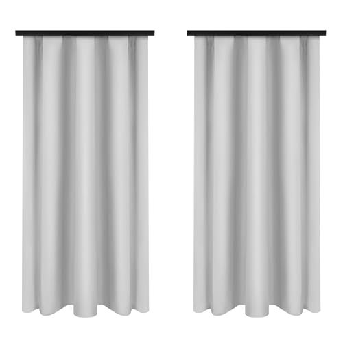 Voppi Vorhang weiß am Kräuselband 140x250cm - 2er Set Fertig-Vorhang Glatt Deko elegant weiß 180g/qm Dekovorhänge für Zuhause von Voppi sunshine at home