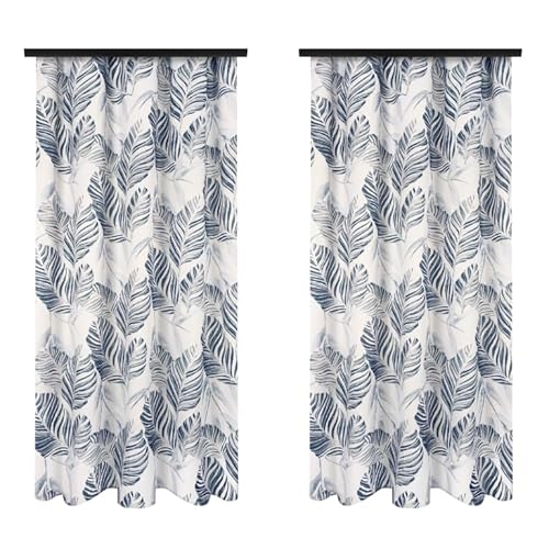 Voppi Wohnzimmer Vorhänge 140 x 260 cm - Dekovorhänge Mit Universal Kräuselband, Blätter Dunkelblau Grau - Zum Aufhängen von Frosch Sicherheitsnadeln oder Tunnel - 2er Set Voppi Wohnzimmer Vorhänge 140 x 260 cm - Dekovorhänge Mit Universal Kräuselband, Blätter Dunkelblau Grau - Zum Aufhängen von Frosch Sicherheitsnadeln oder Tunnel - 2er Set von Voppi sunshine at home