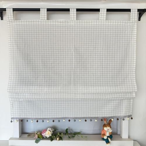 Vordesack Blickdichter Raffrollo mit Karo-Muster Landhausstil Gardinen mit Quasten-Kante Raffgardine mit Schlaufen Wohnzimmer Gardinenschal Küche 1 Stück Weiß HxB 140x80cm Vordesack Blickdichter Raffrollo mit Karo-Muster Landhausstil Gardinen mit Quasten-Kante Raffgardine mit Schlaufen Wohnzimmer Gardinenschal Küche 1 Stück Weiß HxB 140x80cm von Vordesack