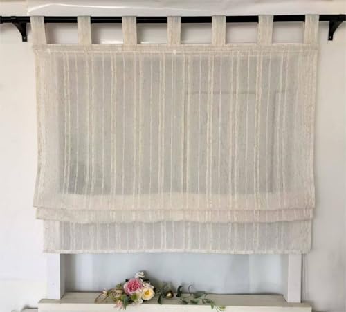Vordesack Leinenoptik Raffrollo mit Längsstreifen Muster Einfarbig Kleinfenster halbtransparent Raffgardine mit Schlaufen 1 Stück Natur HxB 140x40cm Vordesack Leinenoptik Raffrollo mit Längsstreifen Muster Einfarbig Kleinfenster halbtransparent Raffgardine mit Schlaufen 1 Stück Natur HxB 140x40cm von Vordesack
