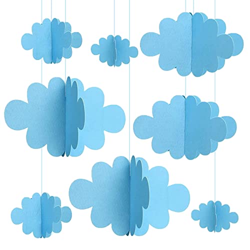 Vordpe 16 Stück Gefälschte Wolken für Decke, 3D Wolke Hängende Dekorationen, Künstliche Wolken Requisiten, Wolken Ornamente für Kinderzimmer, Kinderzimmer, Babytaufe, Party, Hochzeit, Bühnendekor von Vordpe