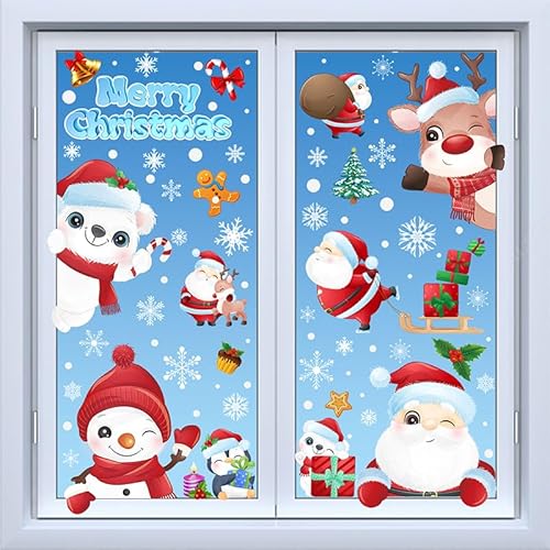 Vordpe 192 Stück Fensterbilder Weihnachten Selbstklebend, Schneeflocken Fensterdeko für Fensterscheiben, PVC Weihnachtsdeko Fenster Winter für Weihnachten deko (C) von Vordpe