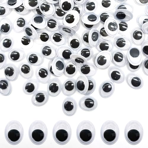 Vordpe 300 Stück Wackelaugen Selbstklebend, Wiggle Eyes Augen Kunststoff Puppe Augen,8 * 10 mm Oval Wiggle Googly Eyes, für DIY Scrapbooking Handwerk Spielzeug Zubehör von Vordpe