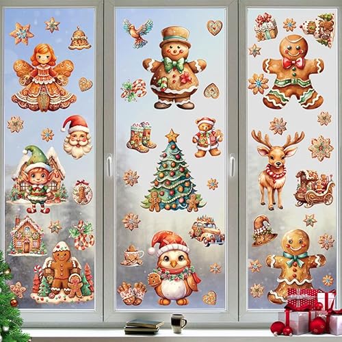 Vordpe 50 Stück Fensterbilder Weihnachten Selbstklebend, Schneeflocken Fensterdeko für Fensterscheiben, PVC Weihnachtsdeko Fenster Winter für Weihnachten deko (E) von Vordpe