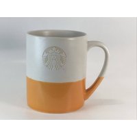 starbucks Mermaid Etched Logo Zweifarbige Orange Weiß Kaffeetasse Becher 14 Oz 2014 von VorellsTreasureChest