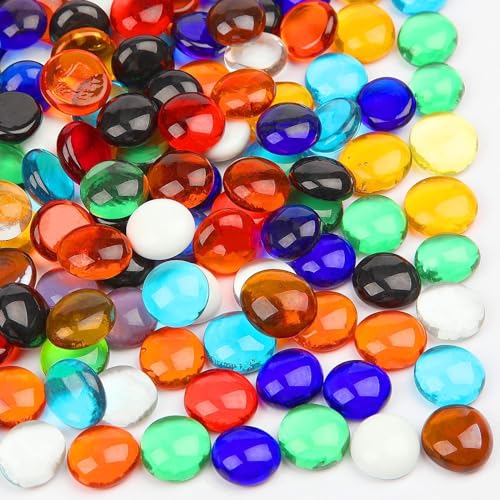 Vorentxia 200 Stück Glassteine Bunt Muggelsteine Glasnuggets 900g Kristall Muggelsteine Flache Dekosteine Glas Mosaiksteine für Aquarium Landschaftsbau Garten Blumentopf von Vorentxia