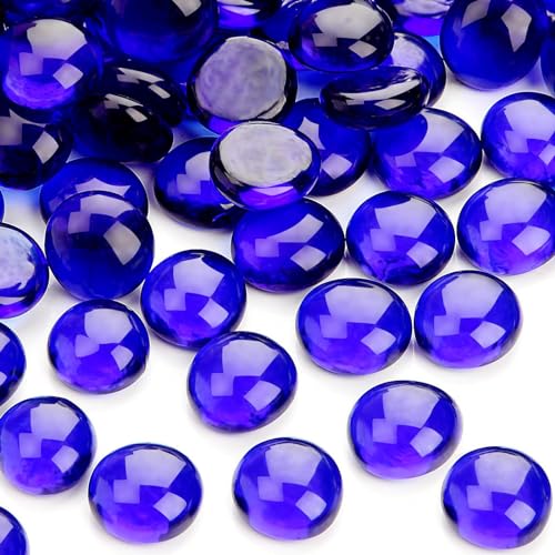 Vorentxia 200 Stück Glassteine Dunkelblau Glassteine Bunt 900g Glasnuggets Kristall Muggelsteine Flache Dekosteine Mosaiksteine für Aquarium Landschaftsbau Garten Blumentopf von Vorentxia