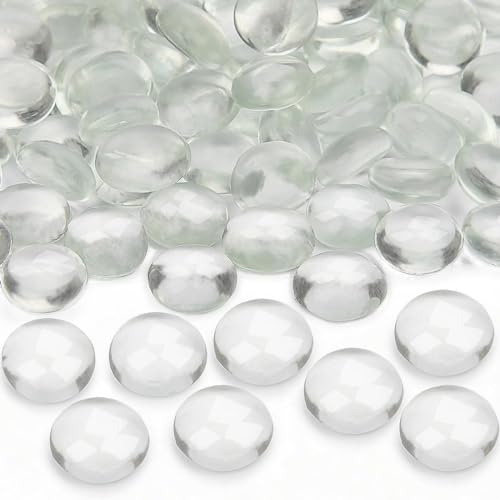 Vorentxia 200 Stück Glassteine Transparent 900g Glasnuggets Klar Kristall Muggelsteine Flache Dekosteine Glas Mosaiksteine für Aquarium Landschaftsbau Garten Blumentopf von Vorentxia