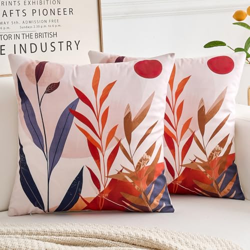 Voreppy Kissenbezüge Samt 45x45cm Boho Blätter Outdoor Kissen Minimalistische Kissenbezüge Herbst Sofakissen Abstrakter Waschbar Kissenhülle 2er Set für Sofa Wohnzimmer Voreppy Kissenbezüge Samt 45x45cm Boho Blätter Outdoor Kissen Minimalistische Kissenbezüge Herbst Sofakissen Abstrakter Waschbar Kissenhülle 2er Set für Sofa Wohnzimmer von Voreppy