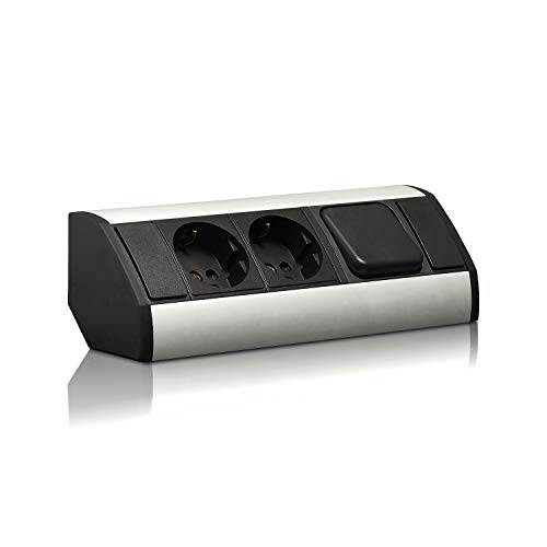 Praktische Küchen-Steckdose, Bad, Wohnzimmer, Möbel. Ecksteckdose ideal für Küchen-Arbeitsplatte als Aufbausteckdose oder Unterbausteckdose, 15 cm Anschluss., Eck SD Alu:2x + Schalter. schwarz Praktische Küchen-Steckdose, Bad, Wohnzimmer, Möbel. Ecksteckdose ideal für Küchen-Arbeitsplatte als Aufbausteckdose oder Unterbausteckdose, 15 cm Anschluss., Eck SD Alu:2x + Schalter. schwarz von Vorex