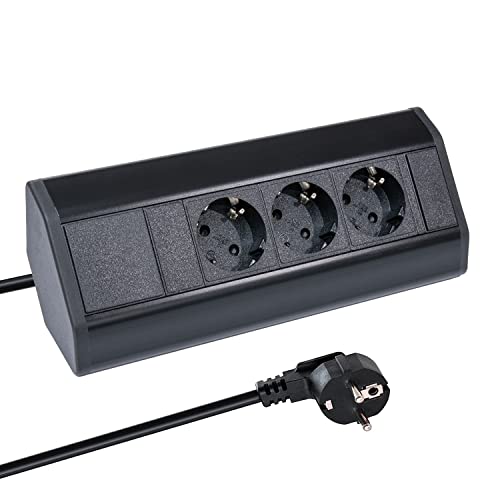 Premium Eck-Steckdose 3x Schuko schwarz für Küche, Büro aus Aluminium. Mehrfachsteckdose mit 1,8m Schuko Kabel auch als Möbelsteckdose. Steckdosenleiste ideal für Arbeitsplatte als Aufbausteckdose. Premium Eck-Steckdose 3x Schuko schwarz für Küche, Büro aus Aluminium. Mehrfachsteckdose mit 1,8m Schuko Kabel auch als Möbelsteckdose. Steckdosenleiste ideal für Arbeitsplatte als Aufbausteckdose. von Vorex