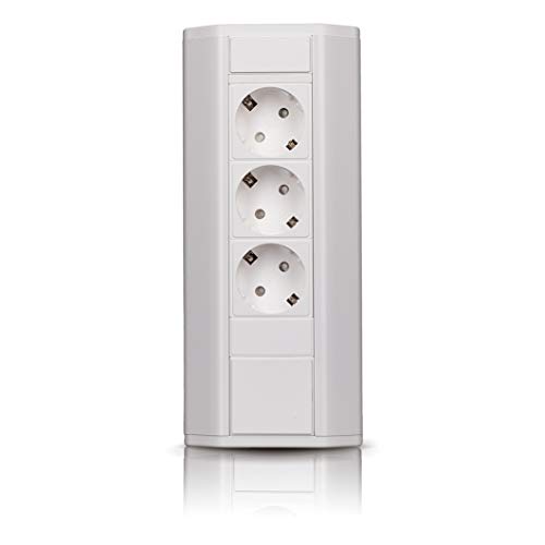 Premium Eck-Steckdose für Küche, Büro aus Aluminium 3x Schuko, weiß. Mehrfachsteckdose mit 1,8m Kabel. Steckdosenleiste ideal für Arbeitsplatte als Aufbausteckdose. von Vorex