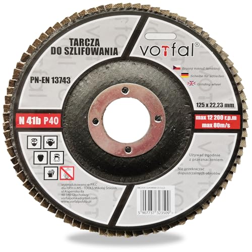 Fächerscheiben 125 mm Lamellenscheiben P40 für Metall Holz Edelstahl – Profi Schleifscheiben Set 10x für Winkelschleifer – Schnelles und präzises Schleifen VORFAL (P40, Korund) von Vorfal