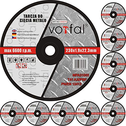 Trennscheiben 230 mm Metall, INOX, Edelstahl, Stahl – 25x Flexscheiben Set für Winkelschleifer – Profi Trennscheiben für präzises und schnelles Schneiden (Ø230 x 2,0 mm) von Vorfal