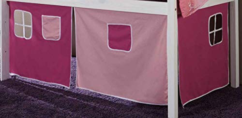 Vorhang Hochbett Kinderbett Stoff 3-teilig Pink, rosa incl.Kebeklett ohne Aufdruck von Vorhang rosa ohne Aufdruck