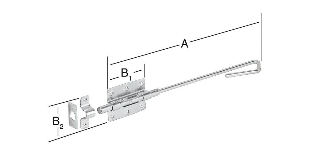 Vormann Torbeschlag Bolzenstangenriegel Stahl blau verzinkt Länge 400 mm Breite 100 mm Bolzen-Ø 16 mm von Vormann