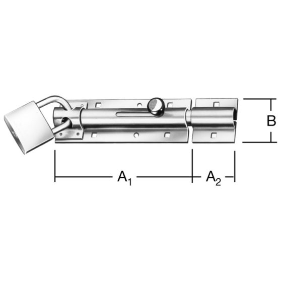 Vormann - Türschlossriegel,mit Schlaufe,abschließbar,gerade,130x43,5, silber von Vormann