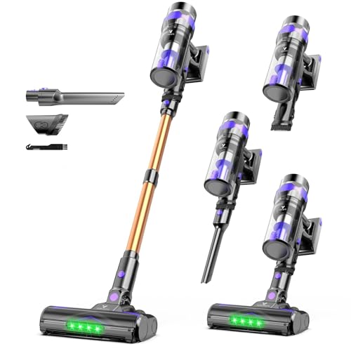 Vortisys Akku Staubsauger, 60KPa/500W/70Mins Staubsauger Kabellos mit 5 - in - 1 Filtersystem, Handstaubsauger Akku mit V - förmiger Anti - Verhedderung - Bürste für Teppich, Hartboden und Tierhaare von Vortisys