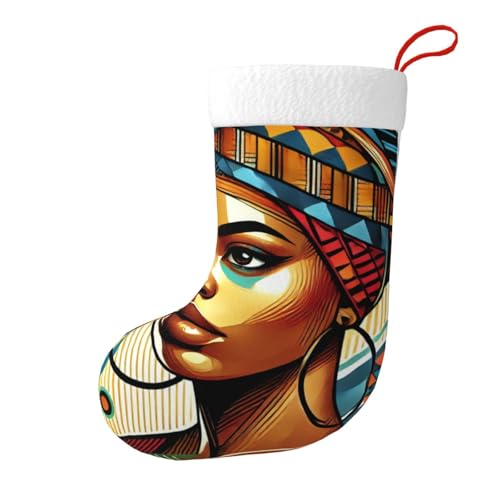 Vortithora Afrikanische Frau Plüsch doppelseitige Weihnachtsstrümpfe, Feiertagskamin Dekor für Familiengeschenke Vortithora Afrikanische Frau Plüsch doppelseitige Weihnachtsstrümpfe, Feiertagskamin Dekor für Familiengeschenke von Vortithora