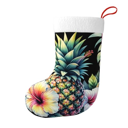 Vortithora Aquarell-Ananas-Hibiskus-Plüsch-Weihnachtsstrümpfe, doppelseitig, Weihnachtsstrümpfe, Kamin-Dekoration für Familiengeschenke Vortithora Aquarell-Ananas-Hibiskus-Plüsch-Weihnachtsstrümpfe, doppelseitig, Weihnachtsstrümpfe, Kamin-Dekoration für Familiengeschenke von Vortithora