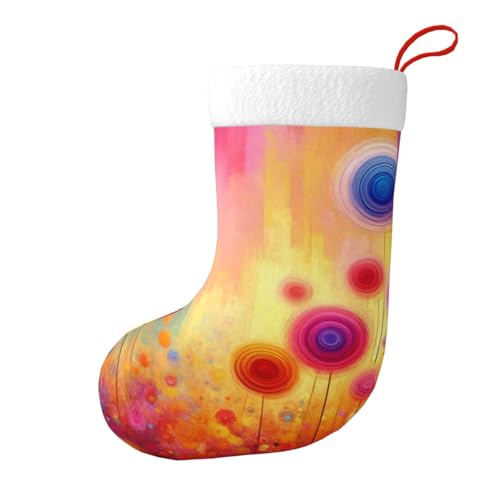 Vortithora Aquarell-Blumen-Frühlings-Plüsch-Weihnachtsstrümpfe, doppelseitig, Weihnachtsstrümpfe, Kamin-Dekoration für Familiengeschenke von Vortithora