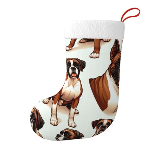 Vortithora Boxer-Dogs-Muster, Plüsch, doppelseitig, Weihnachtsstrümpfe, Kamin-Dekoration für Familiengeschenke Vortithora Boxer-Dogs-Muster, Plüsch, doppelseitig, Weihnachtsstrümpfe, Kamin-Dekoration für Familiengeschenke von Vortithora