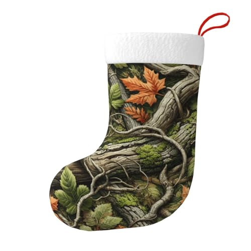Vortithora Green-Leafs-Camo-Jagd-Plüsch-Weihnachtsstrümpfe, doppelseitig, Weihnachtsstrümpfe, Kamin-Dekoration für Familiengeschenke Vortithora Green-Leafs-Camo-Jagd-Plüsch-Weihnachtsstrümpfe, doppelseitig, Weihnachtsstrümpfe, Kamin-Dekoration für Familiengeschenke von Vortithora