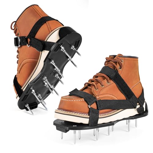 Vortix Professionelle Rasenlüfter Schuhe mit 4,2 cm Stahlspikes, ideal für Rasenbelüfter Schuhe, Bodenlockerung und Gartenarbeit, kompatibel mit Aerifizierer für Rasen und Nagelschuhe Rasenlüfter von Vortix